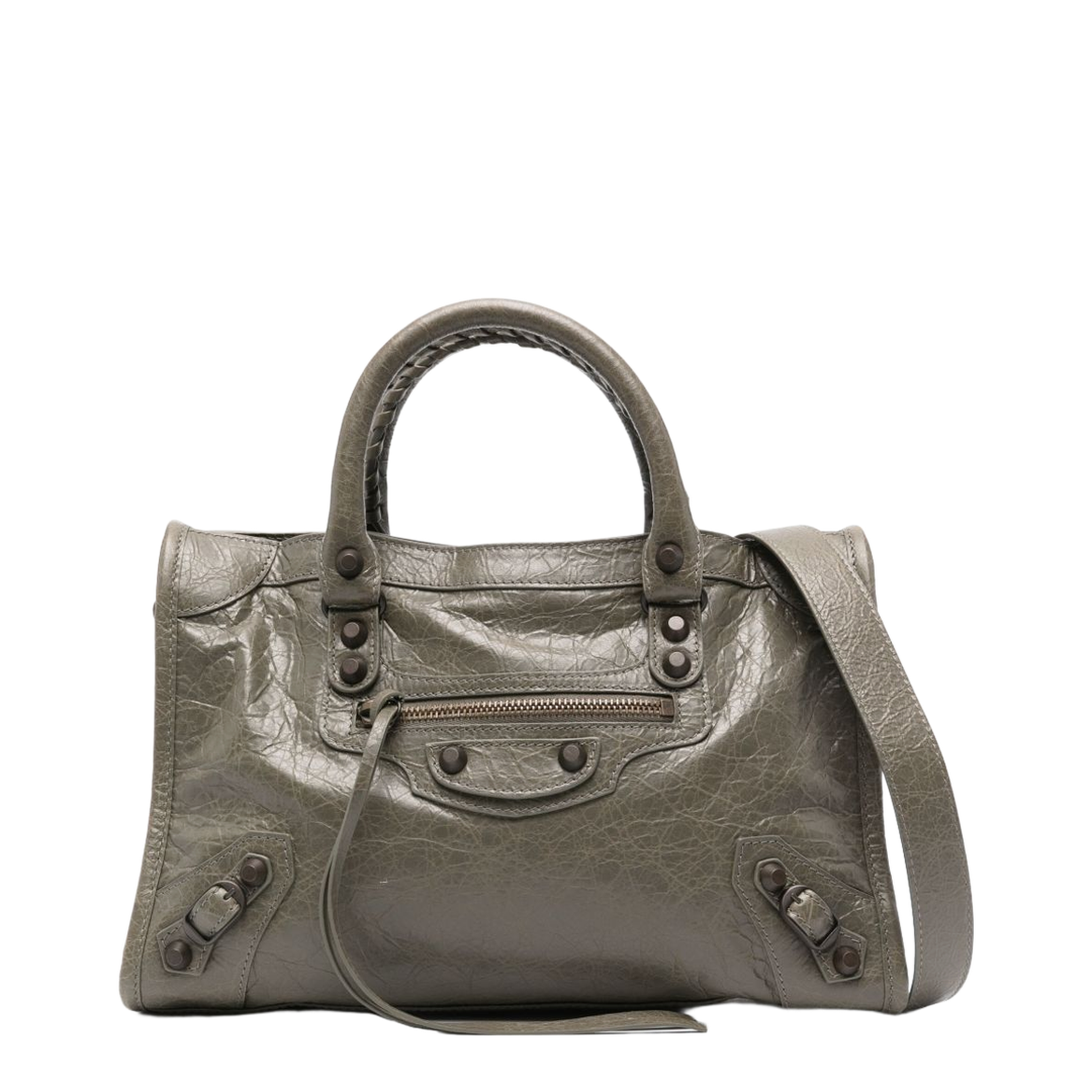 Le City Small Storico Fine-Grained Lambskin Leather Top-Handle Bag - Army Green