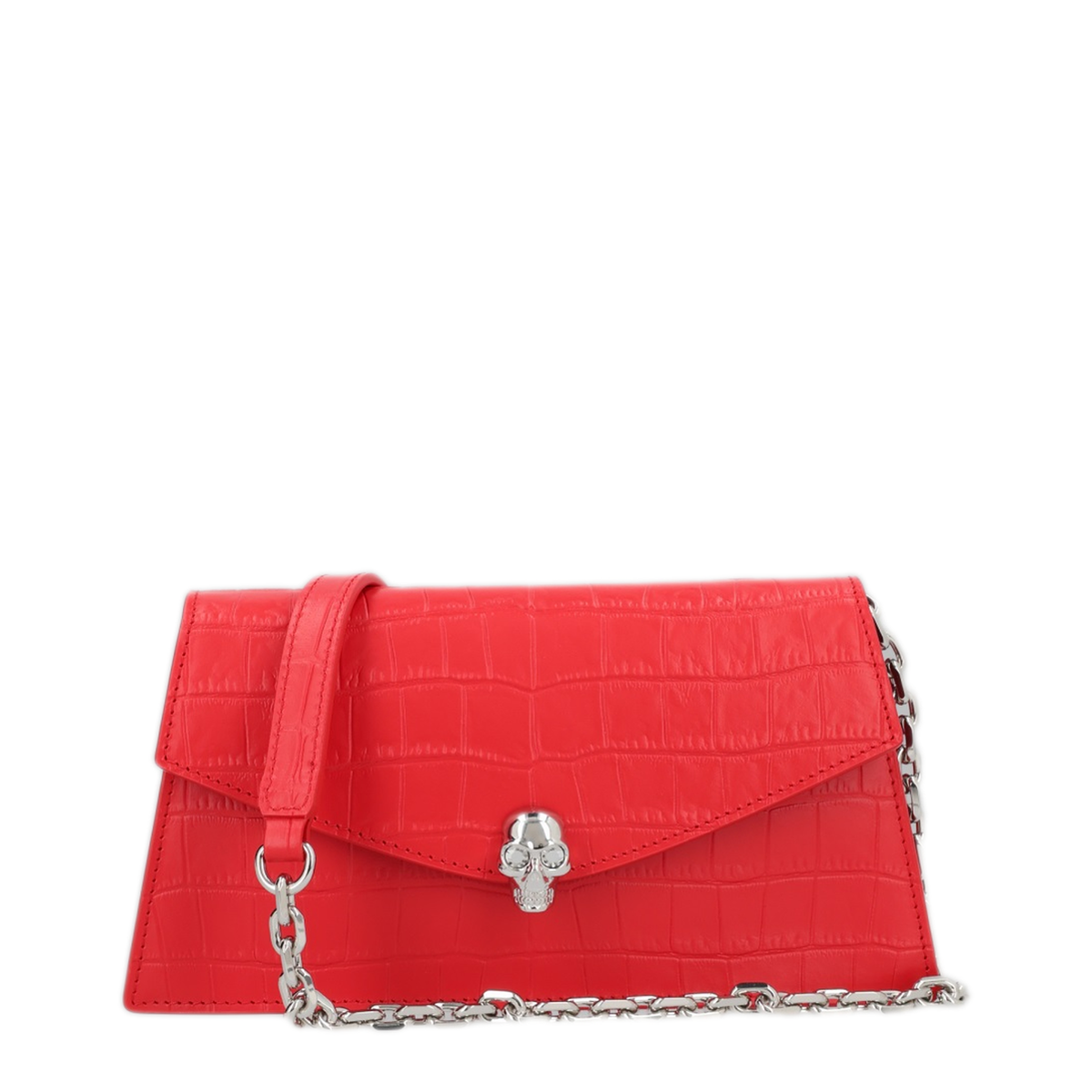 Skull Mini Calfskin Crossbody - Red
