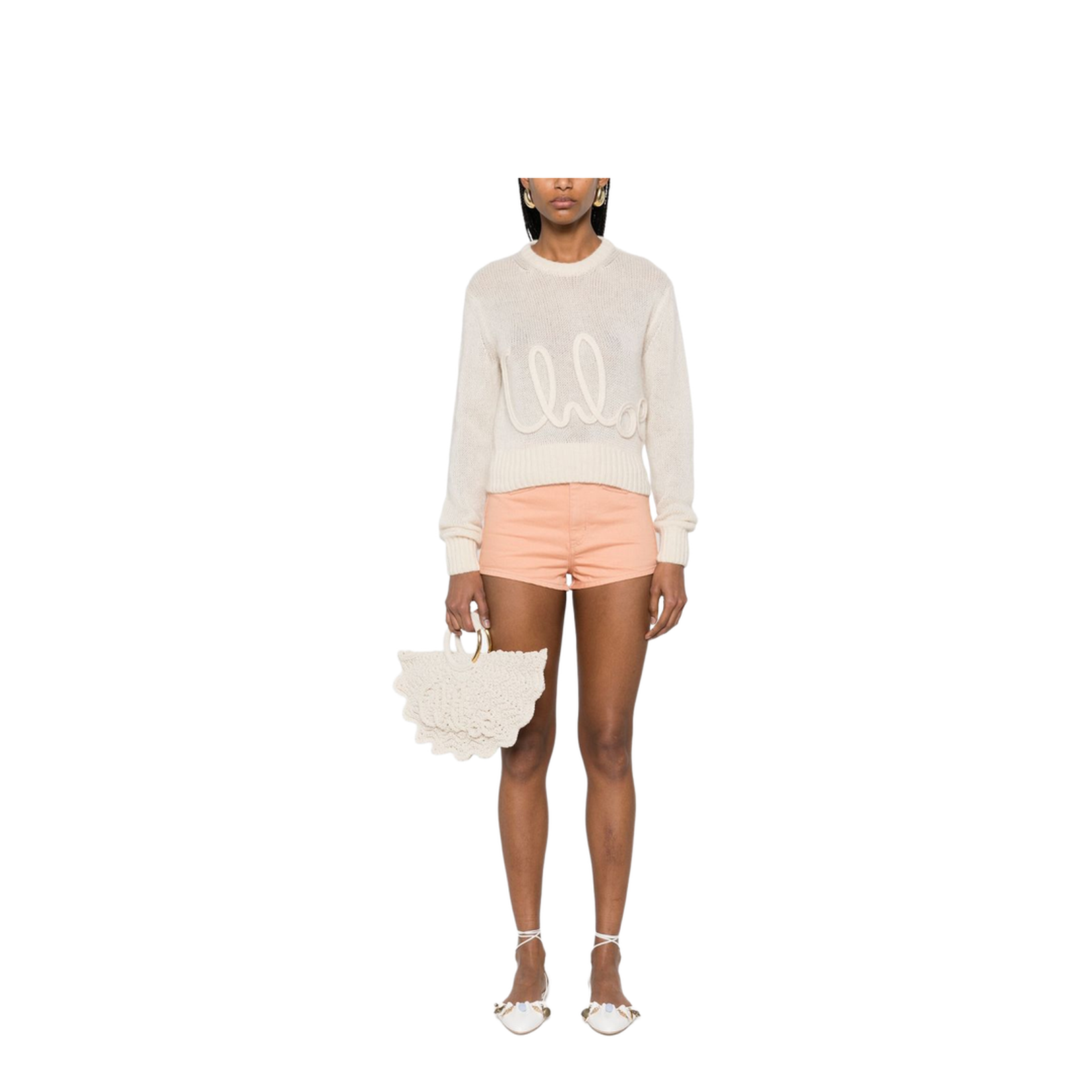 Peach Orange Button Fly Fastening Denim Pants