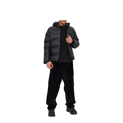 Black Fulcran Hooded Short Down Jacket