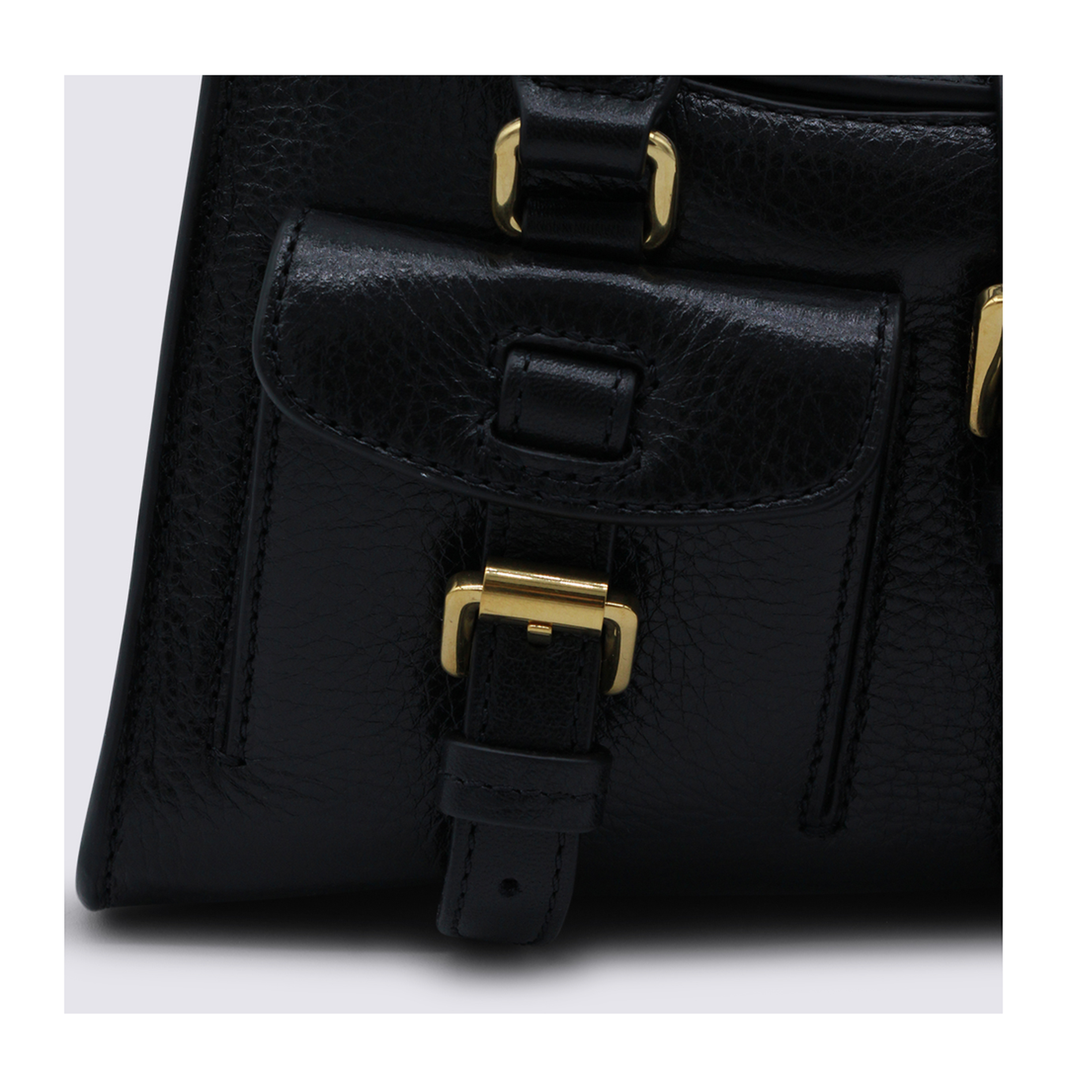 Mini Roxanne High Shine Leather Handbag - Black