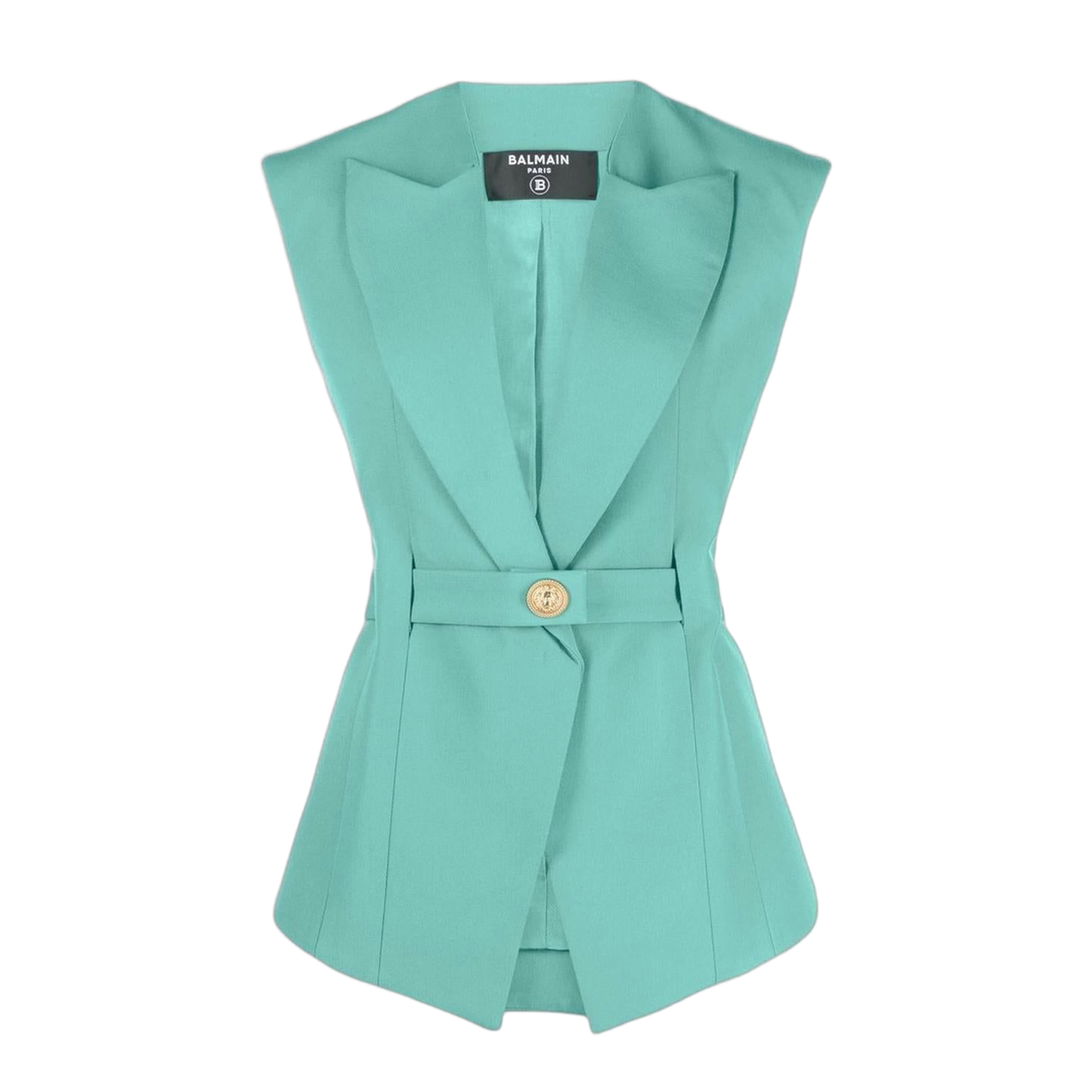Belted Waist Sleeveless Jacket
