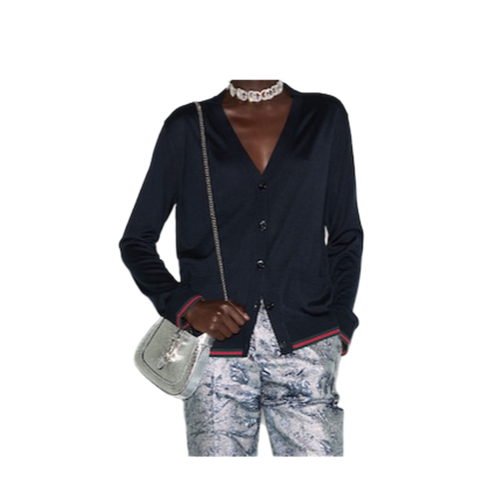 Extra Fine Cashmere Silk Cardigan in Navy