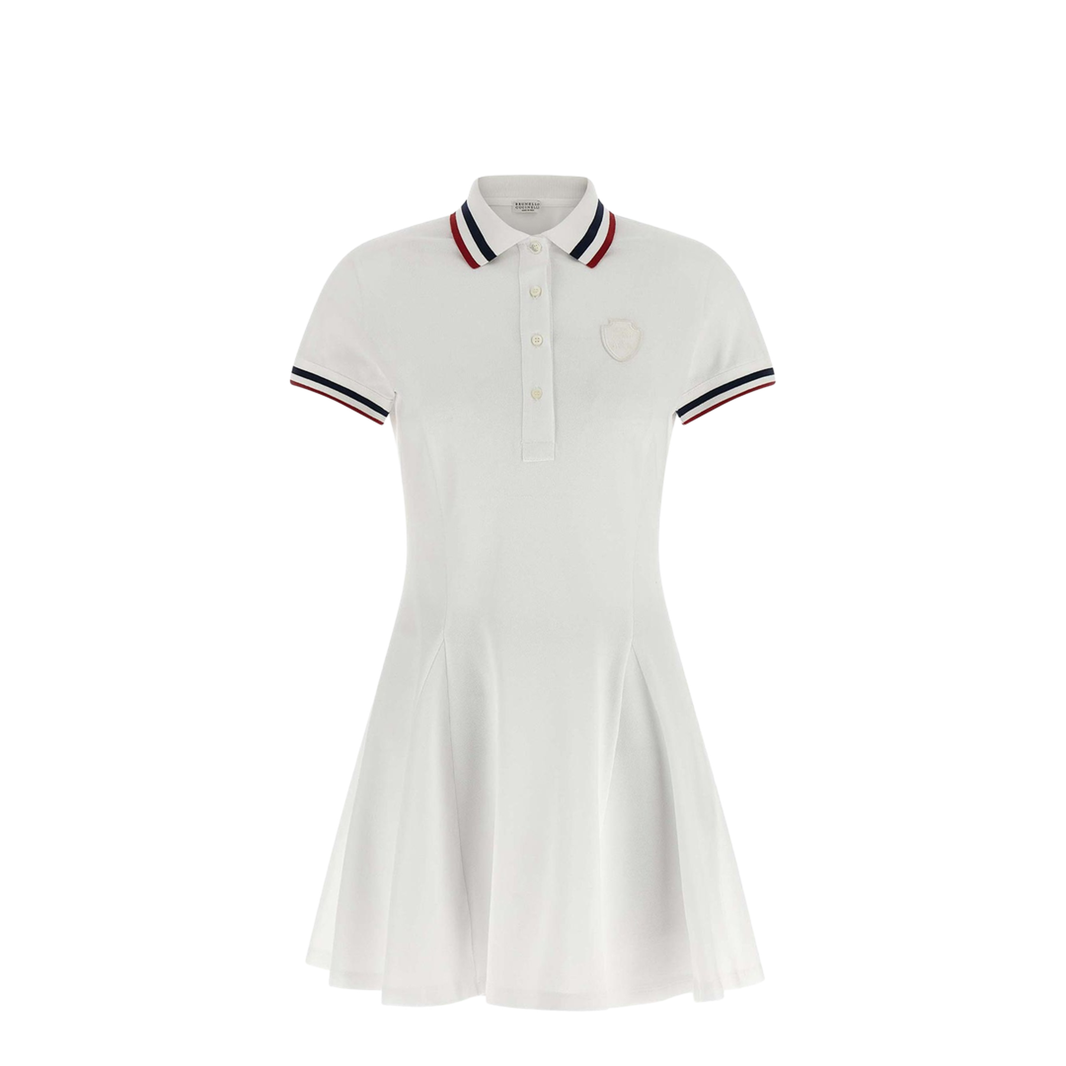 Striped Polo MIni Dress - White