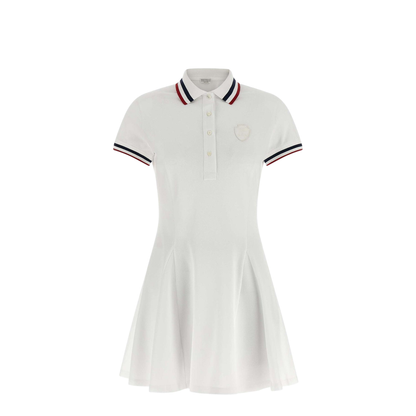 Striped Polo MIni Dress - White
