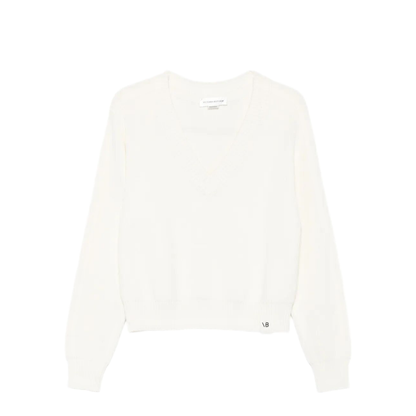 MAYFEYR - Victoria Beckham - Relaxed Fit V-Neck Cotton Blend Sweater - 1325KJU006491A3