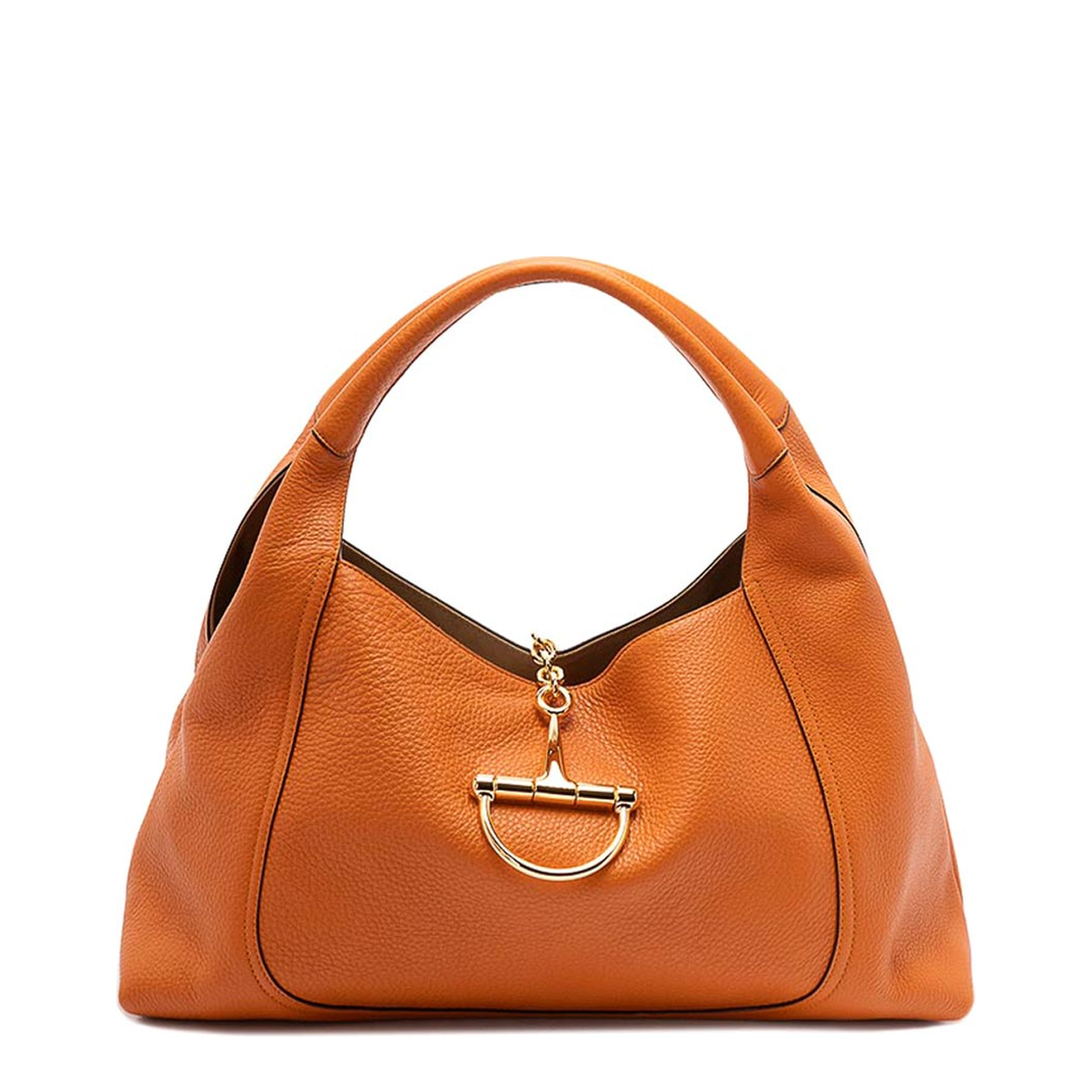 Orange Leather Large Softbit Shoulder Bag