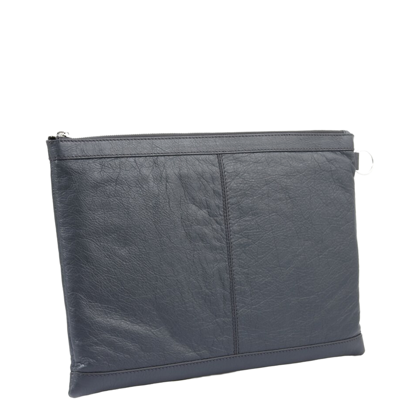 Dark Gray Zip Logo Clutch Bag