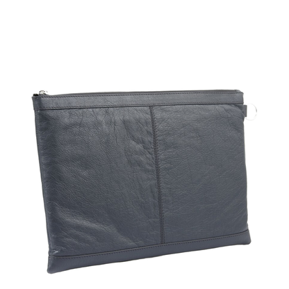 Dark Gray Zip Logo Clutch Bag