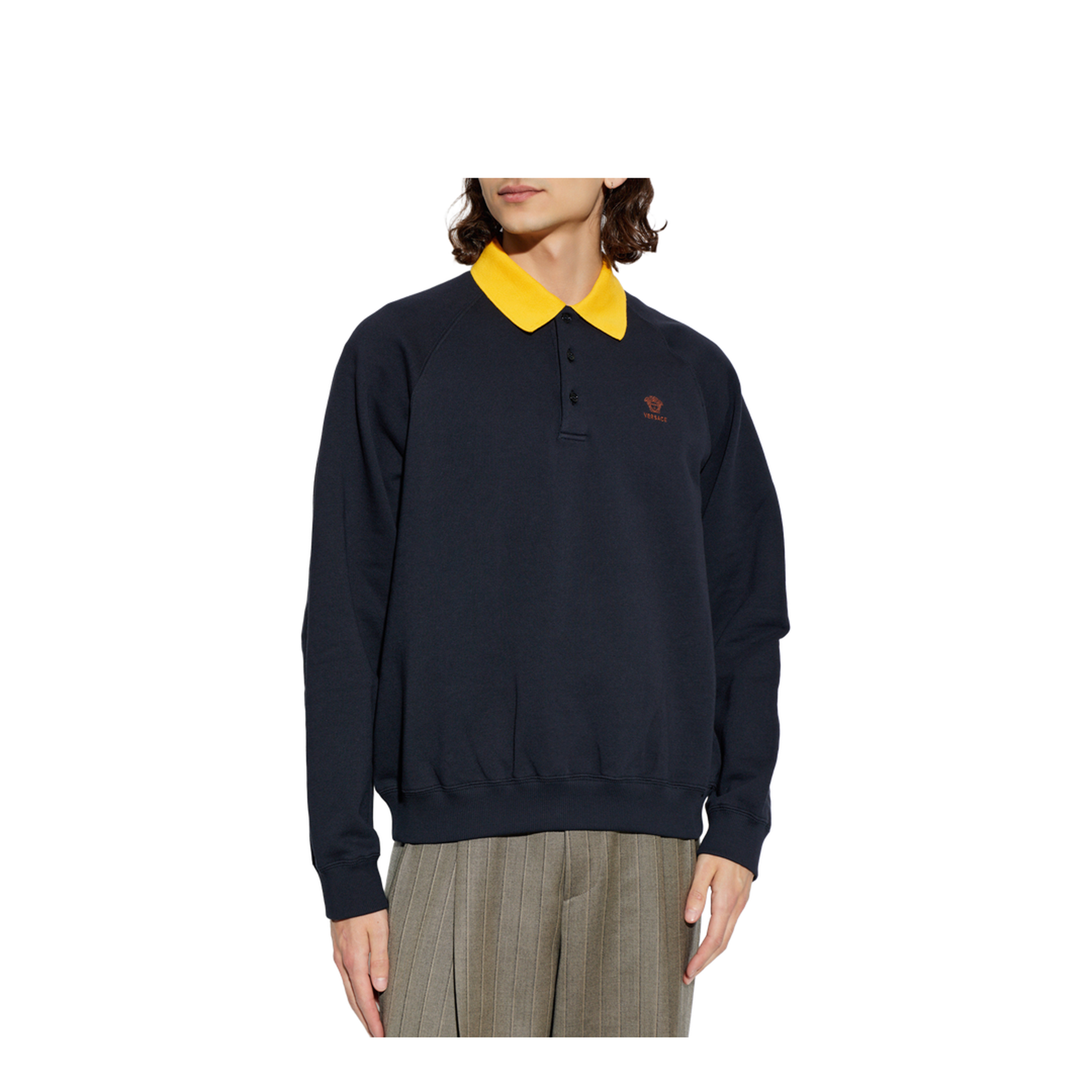 MAYFEYR - Versace - Cotton Polo Shirt With Embroidered Logo - 10245831A179141UI20