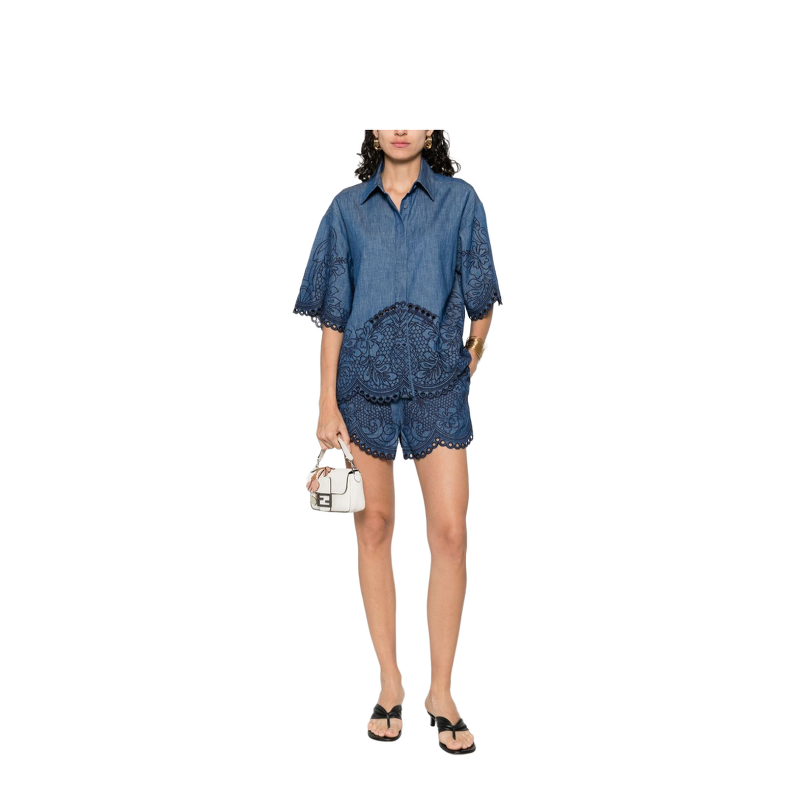 Coco Embroidered Denim Shorts