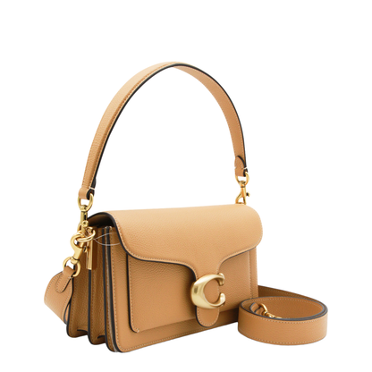Tabby 26 Polished Pebble Leather Shoulder Bag - Brass/Biscuit
