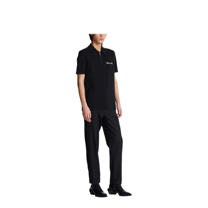 Short-Sleeved Polo Shirt Embroidery Black