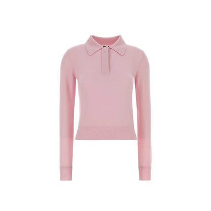 Lightweight Wool Polo Sweater Pink