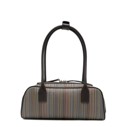 Multicolour Striped Shoulder Bag Brown