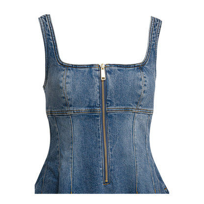 MAYFEYR - Self Portrait - Denim Flared Dress - RS26812SBLBLUE