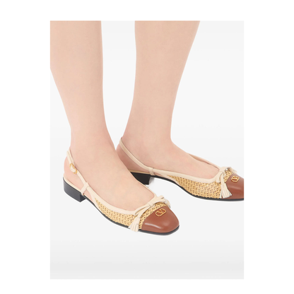 MAYFEYR - Valentino - Leather And Raffia Slingback Ballerinas - WS0MH0GXR