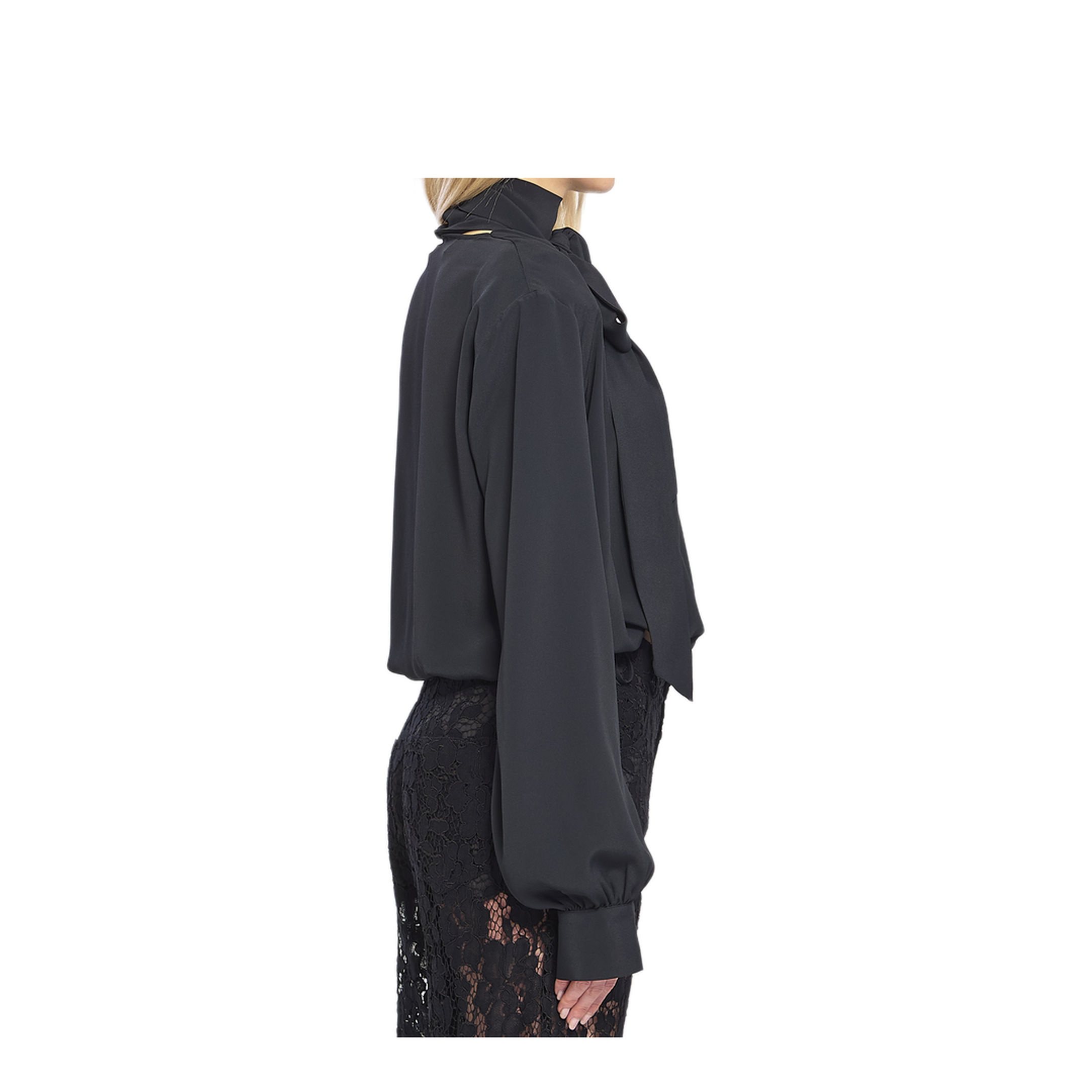MAYFEYR - Federica Tosi - Black Wrap Blouse With Scarf - 4110341229