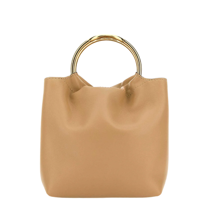 Beige leather bucket bag