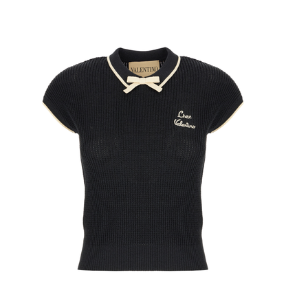 Black Cotton Sleeveless Sweater