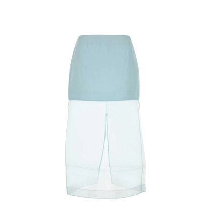 Pastel Light Blue Organza Crush Layered Skirt