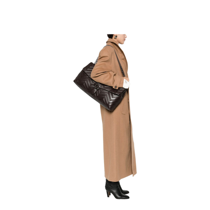 GG Marmont Maxi Matelassé Chevron Leather Shoulder Bag - Chocolate