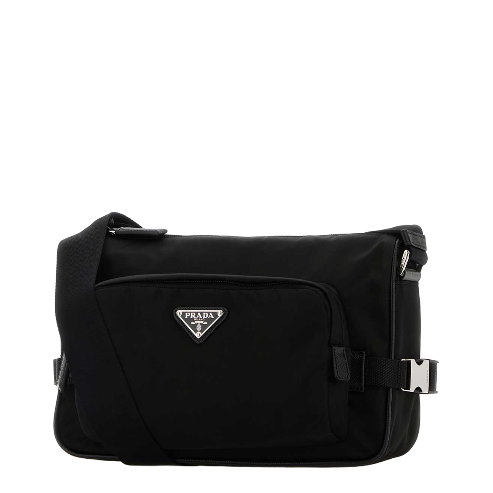 Black Medium Re-Nylon and Saffiano Leather Shoulder Bag