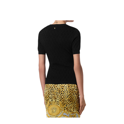 Logo V Jacquard Knit T-Shirt