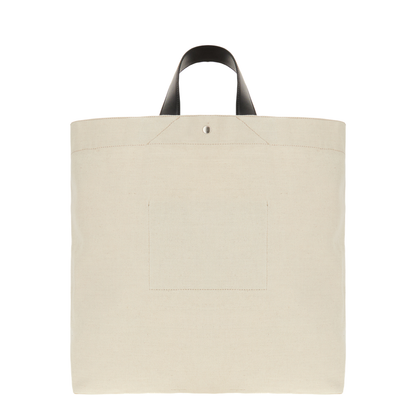 Sand Canvas Flat Shopping Bag