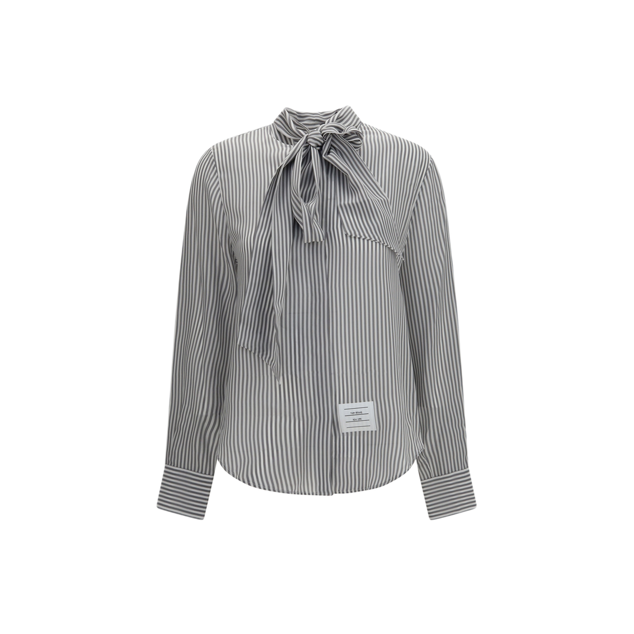 MAYFEYR - Thom Browne - Striped Silk Shirt With Removable Collar - FLL210A06205