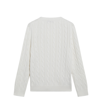 MAYFEYR - Prada - White Cable-Knit V-Neck Jumper - P24D3MOOO19VLF0009