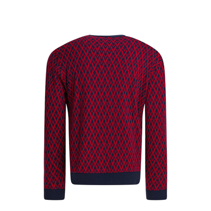 Embroidered Cotton Sweater Red