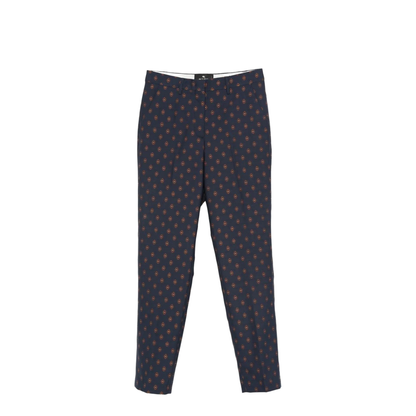 Jacquard Wool Blend Cigarette Trousers