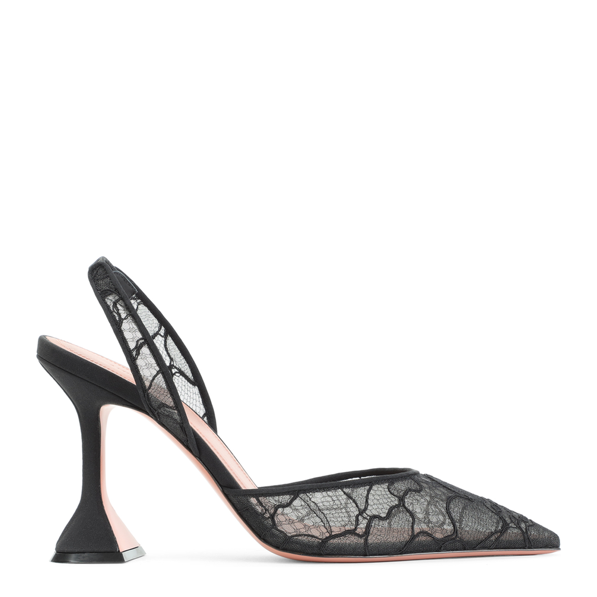 MAYFEYR - Amina Muaddi - Black Holli Lace Sling 95 - 12S357471HOLBLACK
