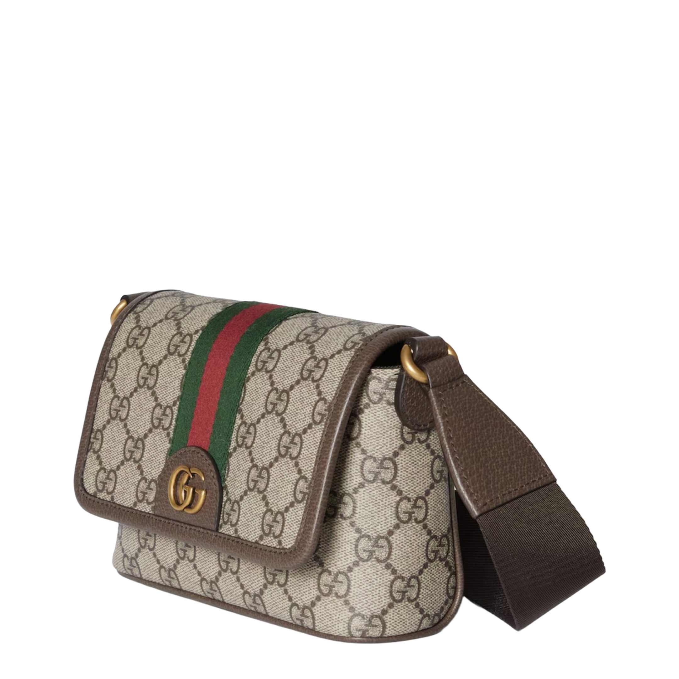 Ophidia Mini Bag Coated Fabric Crossbody - Beige/Dark Brown