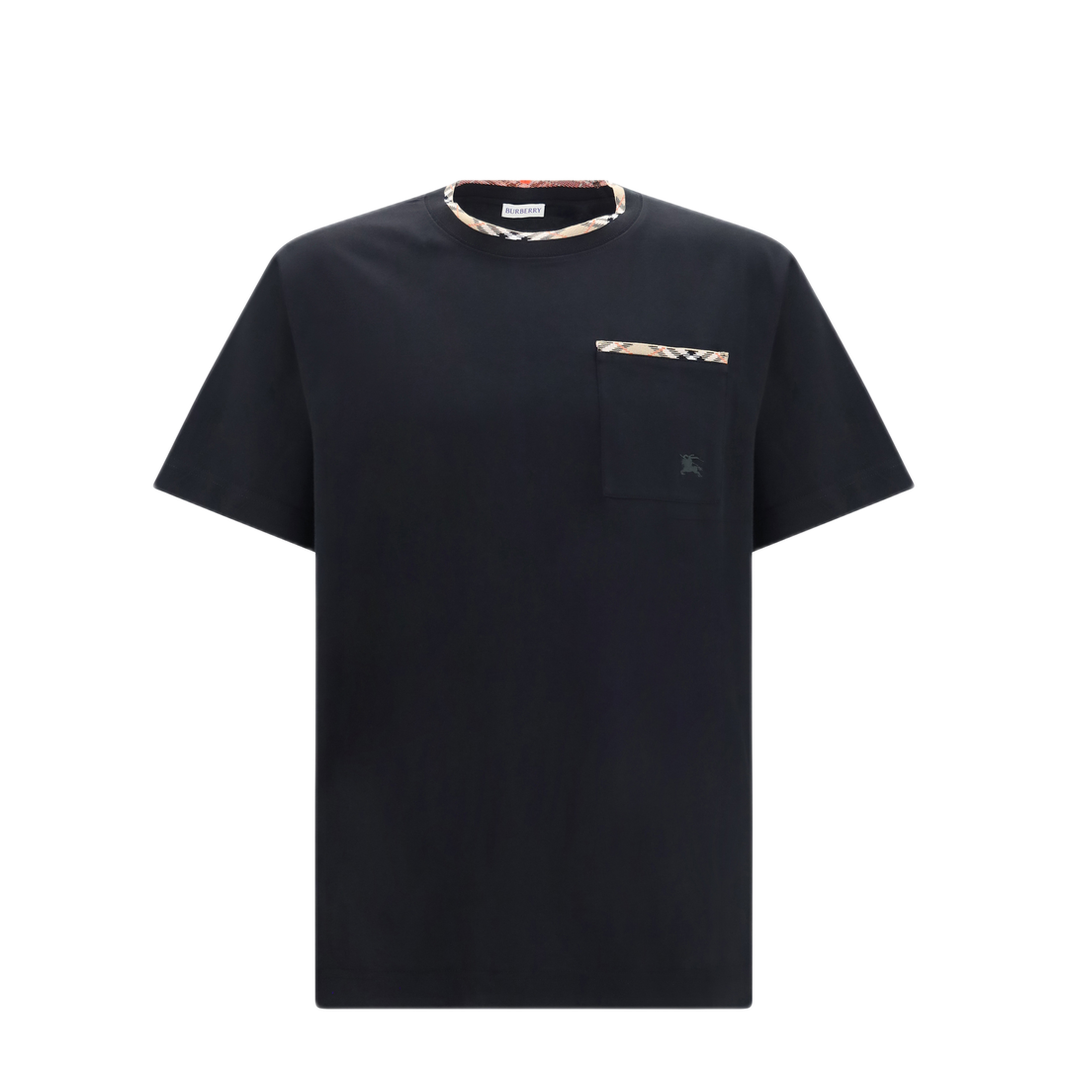 MAYFEYR - Burberry - Cotton T Shirt With Check Trims - 8127628A1189
