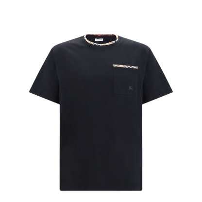 MAYFEYR - Burberry - Cotton T Shirt With Check Trims - 8127628A1189