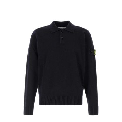 MAYFEYR - Stone Island - Midnight Blue Wool Polo Shirt - L2S155100018S00B4V0020