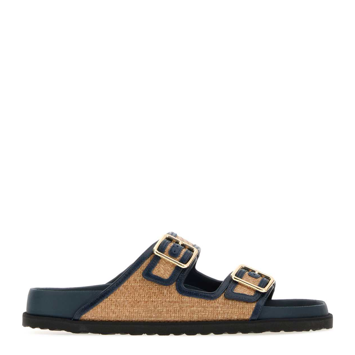 MAYFEYR - Birkenstock 1774 - Arizona Framed Raffia Slippers - 1032438RAFFIANAVY