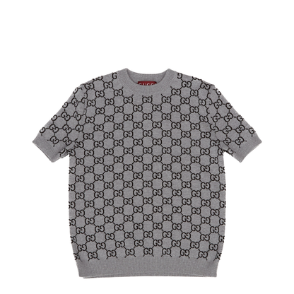 Reversible Wool Jacquard Top in Grey and Black