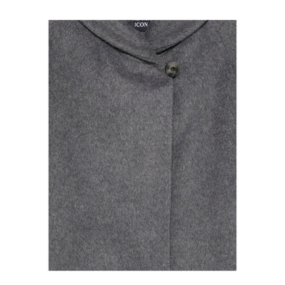 High Neck Single Button Fastening Coat Grey