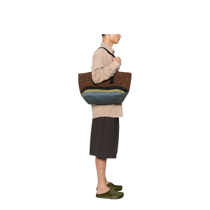 Fold Raffia Tote Bag - Brown