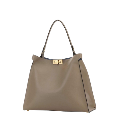 Way Large Leather Shoulder Bag - Grey