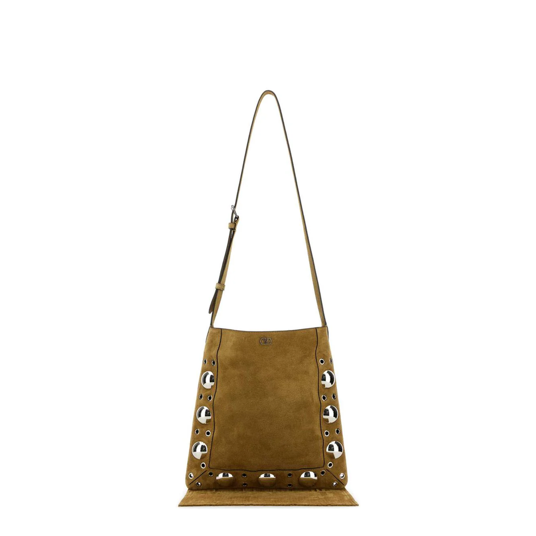 Beige Suede Crossbody Bag