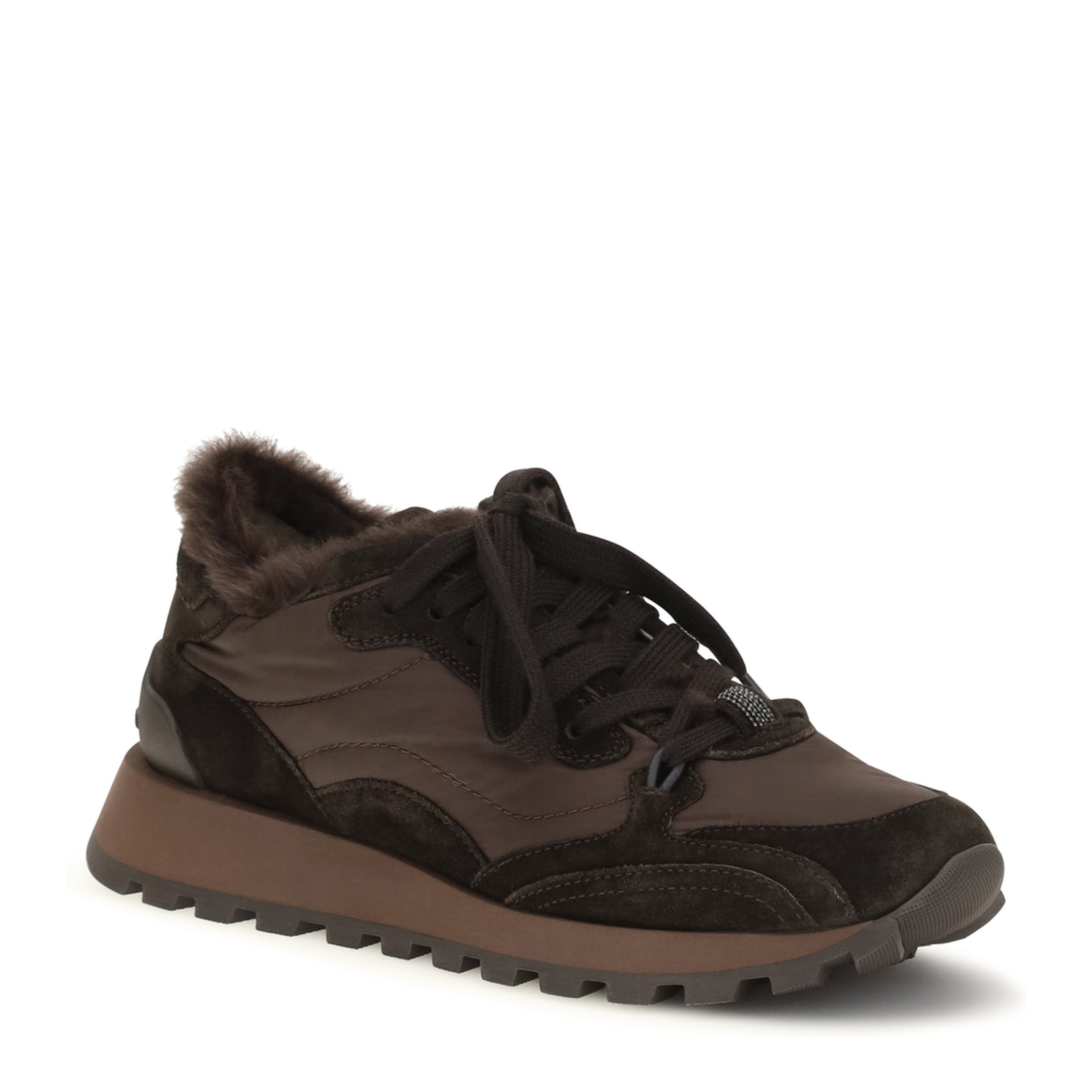 MAYFEYR - Brunello Cucinelli - Suede And Techno Fabric Sneakers With Shearling Lining - MZSFG3384C9795