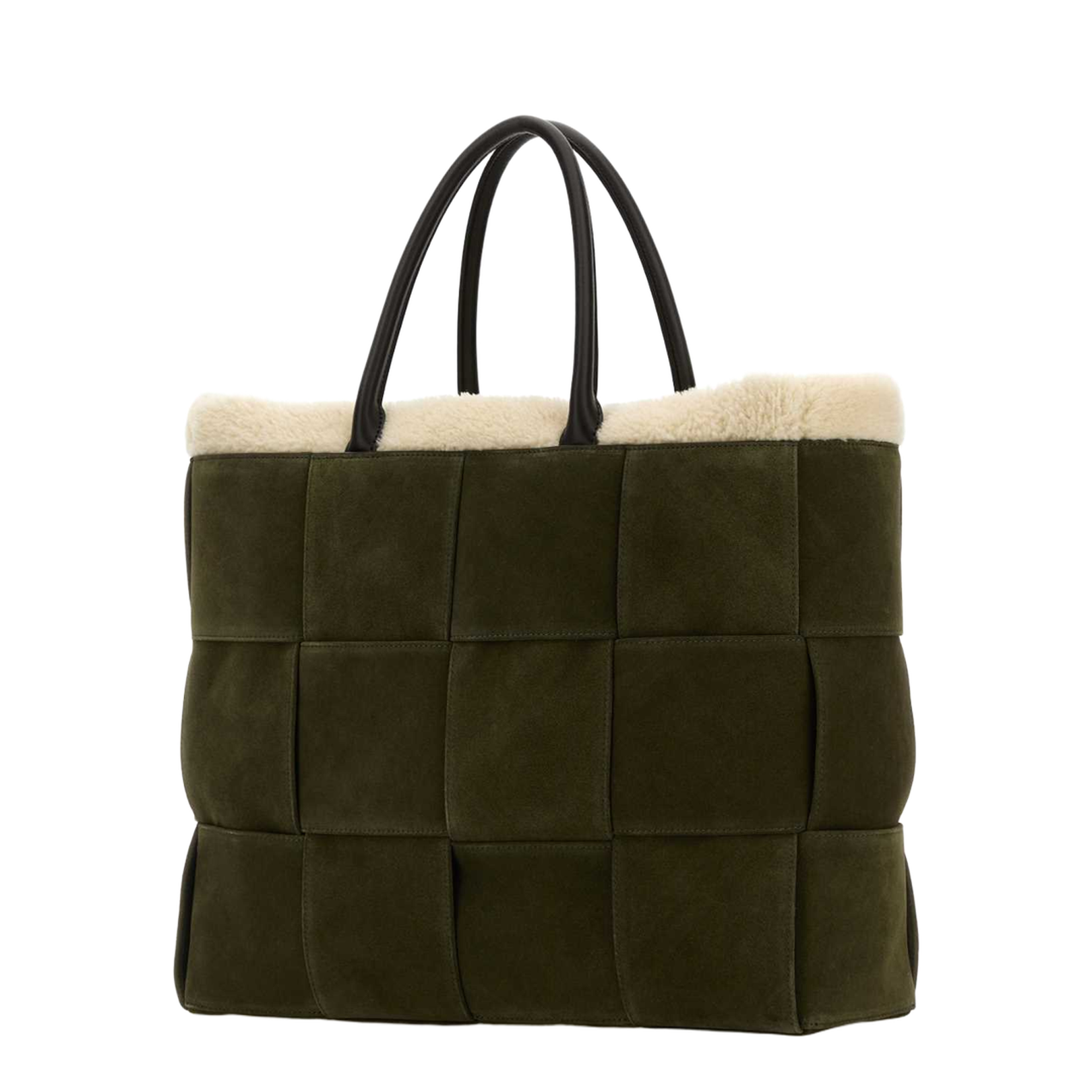 Khaki Suede Large Arco Shopping Bag