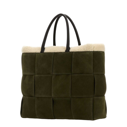 Khaki Suede Large Arco Shopping Bag