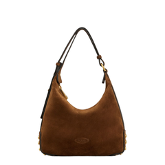 Metal Dots Mini Calfskin Suede Shoulder Bag - Brown