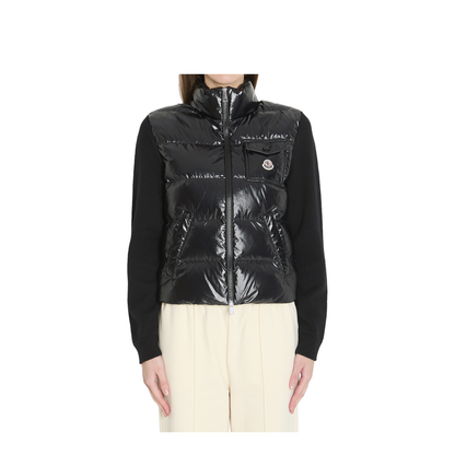 Padded Zip-Up Wool Cardigan