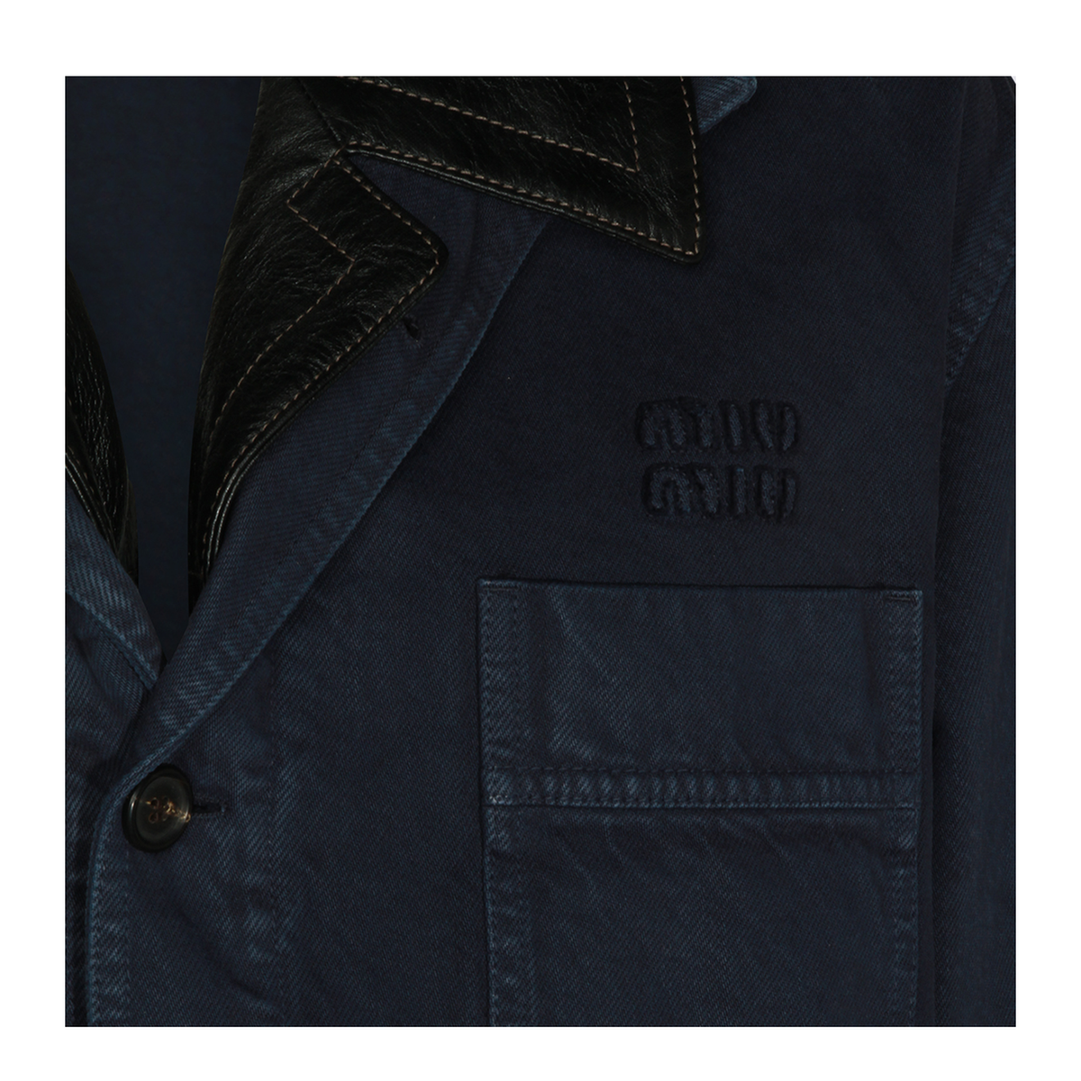 MAYFEYR - Miu Miu - Single Breasted Jacket In Gabardine And Leather - MH2053SOOO19R2F063H